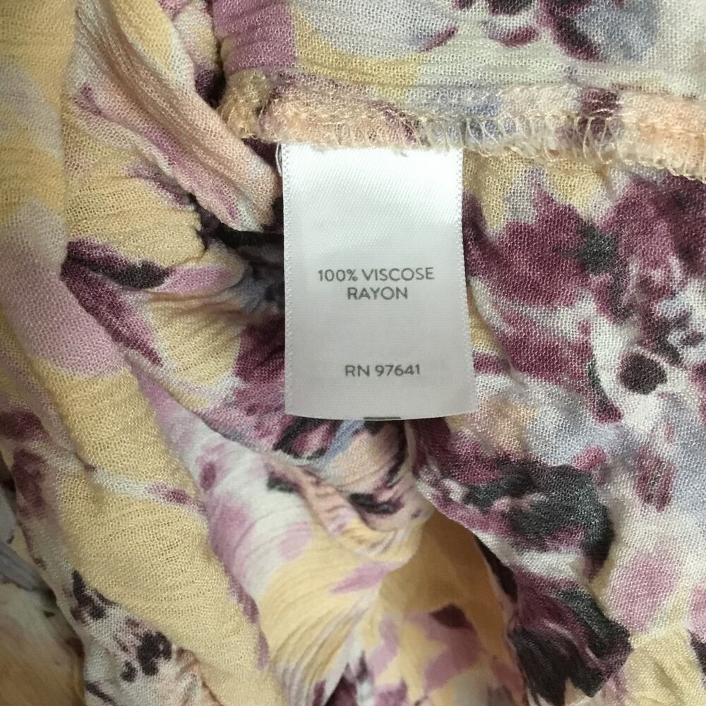 J. Jill Womens Pintucked Bell Sleeve Floral Blouse Purple Peach 3/4 Sleeve Sz S - Picture 5 of 7